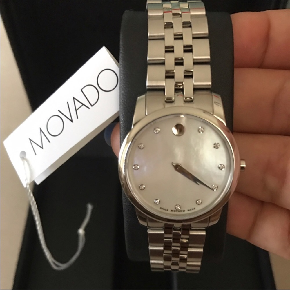 NWB MOVADO Mother of Pearl, diamond dial watch